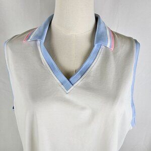 Polo Golf Ralph Lauren Top XXL Sleeveless Polo Shirt White Blue Pink Preppy